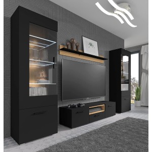 MOBILE SCAFFALE LIBRERIA SOSPESO SOGGIORNO ANETTE 115x20x20cm NERO OPACO ROVERE