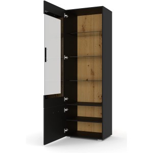 MOBILE CREDENZA SOGGIORNO ANETTE 60x44x190cm NERO OPACO ROVERE