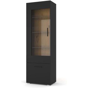 MOBILE CREDENZA SOGGIORNO ANETTE 60x44x190cm NERO OPACO ROVERE