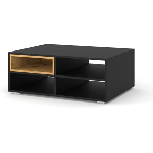 MOBILE TAVOLINO DA CAFFE' PORTA PC ANETTE 94x70x37cm NERO OPACO ROVERE