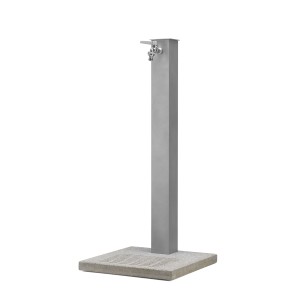 Fontana da Giardino con Rubinetto e Base in Cemento Colore Alluminio H91 Cm