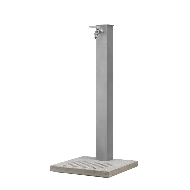 Fontana da Giardino con Rubinetto e Base in Cemento Colore Alluminio H91 Cm Fontana da Giardino con Rubinetto e Base in Cemento Colore Alluminio H91 Cm