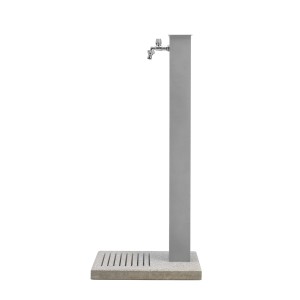Fontana da Giardino con Rubinetto e Base in Cemento Colore Alluminio H91 Cm