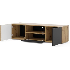 MOBILE PORTA TV  STAND TV SOGGIORNO 150x42x42cm ROVERE NERO OPACO