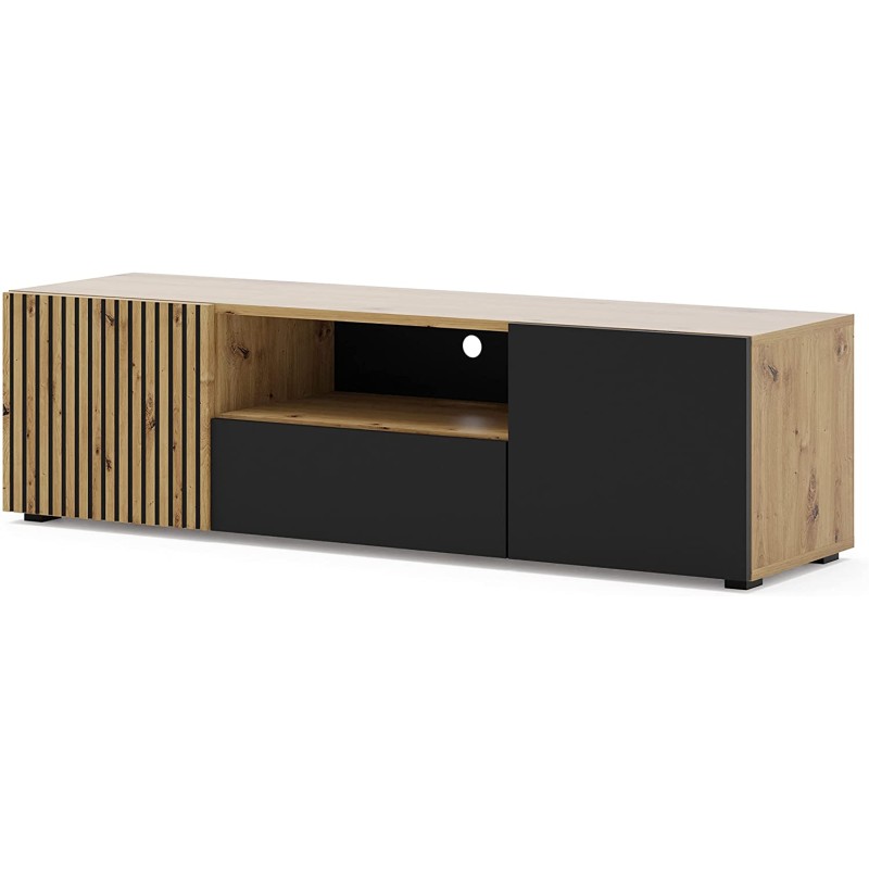MOBILE PORTA TV STAND TV SOGGIORNO 150x42x42cm ROVERE NERO OPACO MOBILE PORTA TV STAND TV SOGGIORNO 150x42x42cm ROVERE NERO OPACO