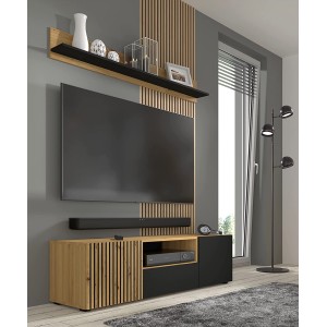 MOBILE PORTA TV  STAND TV SOGGIORNO 150x42x42cm ROVERE NERO OPACO