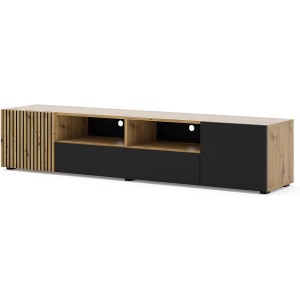 MOBILE PORTA TV  STAND TV SOGGIORNO 200x42x42cm ROVERE NERO OPACO
