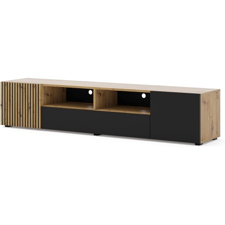 MOBILE PORTA TV  STAND TV SOGGIORNO 200x42x42cm ROVERE NERO OPACO