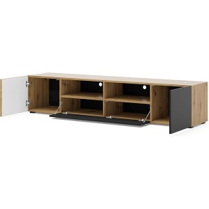 MOBILE PORTA TV  STAND TV SOGGIORNO 200x42x42cm ROVERE NERO OPACO