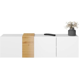 MOBILE STAND DA APPENDERE TV SOGGIORNO VANTA 160x38x44cm ROVERE BIANCO LUCIDO