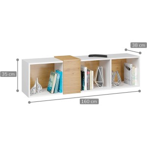 MOBILE STAND DA APPENDERE TV SOGGIORNO VANTA 160x38x35cm ROVERE BIANCO