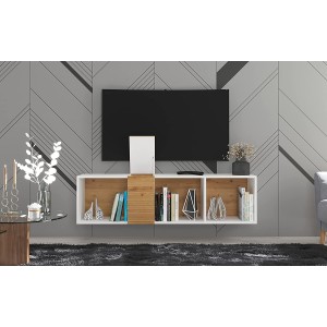 MOBILE STAND DA APPENDERE TV SOGGIORNO VANTA 160x38x35cm ROVERE BIANCO