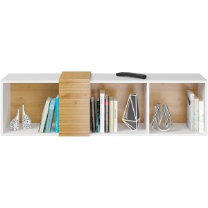 MOBILE STAND DA APPENDERE TV SOGGIORNO VANTA 160x38x35cm ROVERE BIANCO