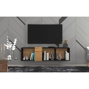 MOBILE STAND DA APPENDERE TV SOGGIORNO VANTA 160x38x35cm ROVERE NERO