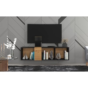 MOBILE STAND DA APPENDERE TV SOGGIORNO VANTA 160x38x35cm ROVERE NERO