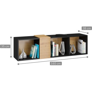 MOBILE STAND DA APPENDERE TV SOGGIORNO VANTA 160x38x35cm ROVERE NERO
