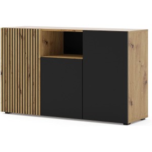 MOBILE COMO' AURIS 3 A MULTIUSO 135x42x82 cm ROVERE NERO OPACO