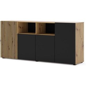 MOBILE TV COMO' MADIA  SOGGIORNO AURIS 180x42x82cm ROVERE NERO OPACO