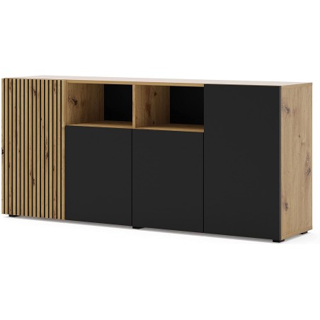 MOBILE TV COMO' MADIA  SOGGIORNO AURIS 180x42x82cm ROVERE NERO OPACO