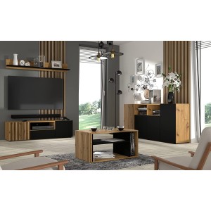 MOBILE TV COMO' MADIA  SOGGIORNO AURIS 180x42x82cm ROVERE NERO OPACO