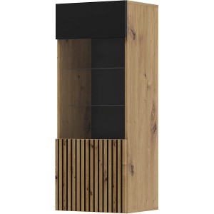 MOBILE A COLONNA VETRINA SOGGIORNO AURIS 45x37x115cm  ROVERE NERO OPACO