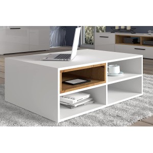 MOBILE TAVOLINO DA CAFFE' PORTA PC ANETTE 94x70x37cm BIANCO ROVERE