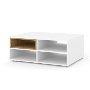 MOBILE TAVOLINO DA CAFFE' PORTA PC ANETTE 94x70x37cm BIANCO ROVERE