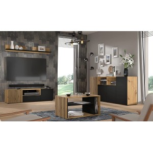 MOBILE TAVOLINO DA CAFFE' PORTA PC AURIS 87x55x45cm NERO OPACO ROVERE