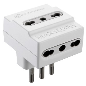 ADATTATORE TRIPLO USO 16A + T , 3 PRESE BIPASSO,CLASSE DI PROTEZIONE IP20