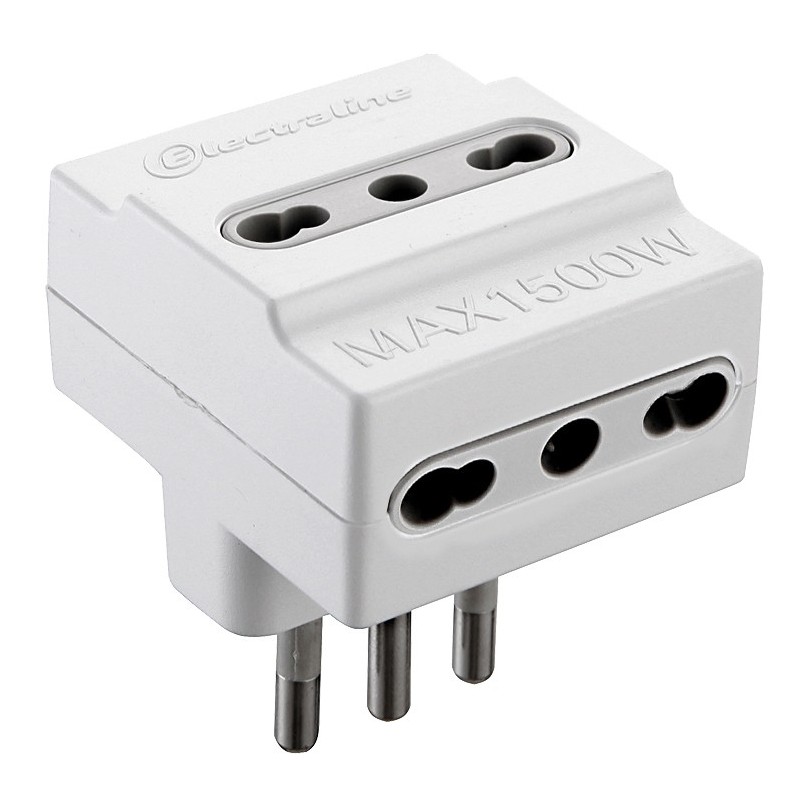 ADATTATORE TRIPLO USO 16A + T , 3 PRESE BIPASSO,CLASSE DI PROTEZIONE IP20 ADATTATORE TRIPLO USO 16A + T , 3 PRESE BIPASSO,CLASSE DI PROTEZIONE IP20