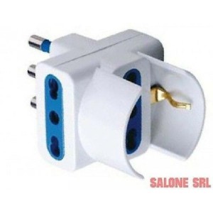 ADATTATORE TRIPLO USO 16A + T , 2 PRESE BIPASSO + 1 PRESA SCHOKO,CLASSE DI PROTEZIONE IP20
