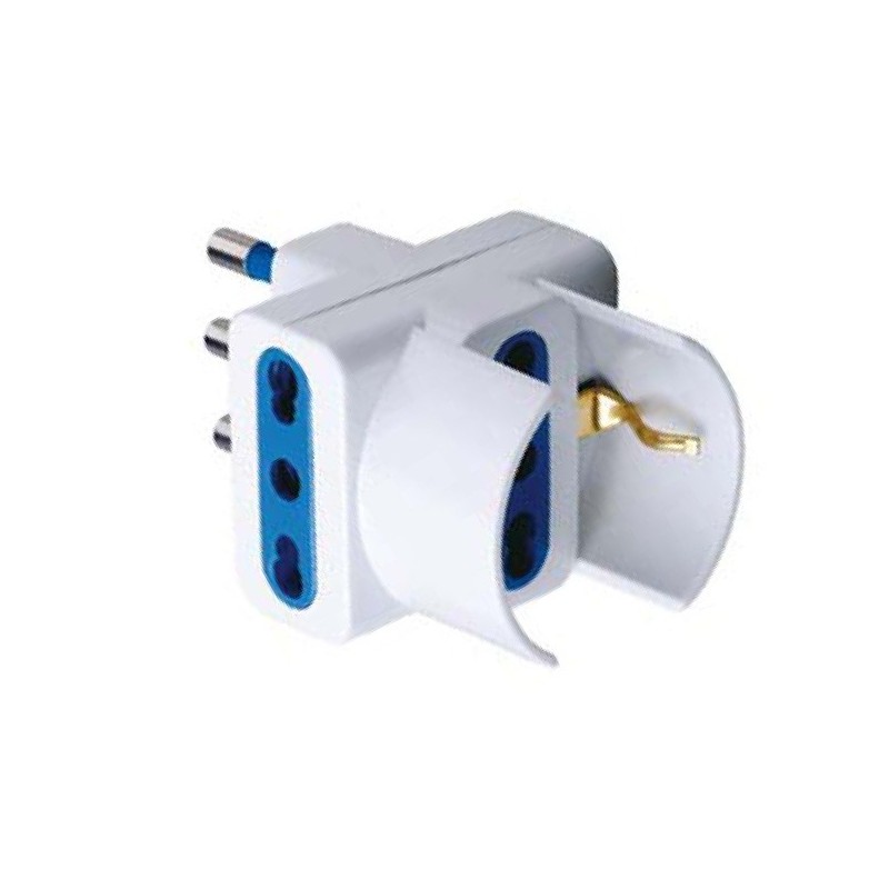 ADATTATORE TRIPLO USO 16A + T , 2 PRESE BIPASSO + 1 PRESA SCHOKO,CLASSE DI PROTEZIONE IP20 ADATTATORE TRIPLO USO 16A + T , 2 PRESE BIPASSO + 1 PRESA SCHOKO,CLASSE DI PROTEZIONE IP20