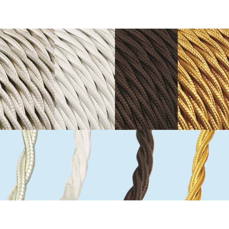 Cavo elettrico antico treccia color Oro rotolo 25 mt Cavo elettrico antico treccia color Oro rotolo 25 mt