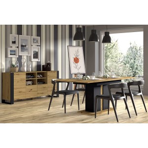 MOBILE COMO' SOGGIORNO MONDI 188x84x40cm ROVERE NERO OPACO