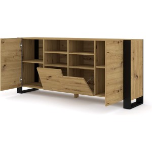 MOBILE COMO' SOGGIORNO MONDI 188x84x40cm ROVERE NERO OPACO
