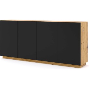 MOBILE CASSETTIERA PORTA TV SOGGIORNO AURA 198x41x89cm ROVERE NERO OPACO