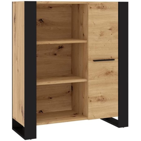 MOBILE SCAFFALE LIBRERIA COMO' NUKA 110x90x43cm ROVERE NERO