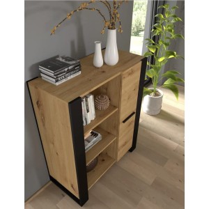 MOBILE SCAFFALE LIBRERIA COMO' NUKA 110x90x43cm ROVERE NERO