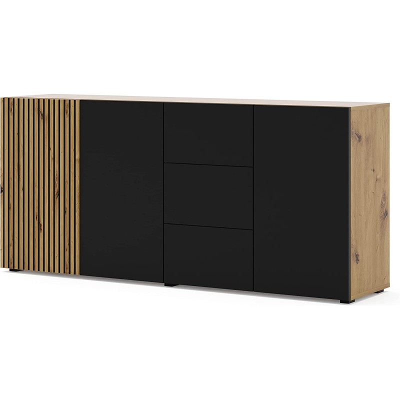 MOBILE COMO' CASSETTIERA CREDENZA AURIS 180x42x82cm ROVERE NERO OPACO MOBILE COMO' CASSETTIERA CREDENZA AURIS 180x42x82cm ROVERE NERO OPACO