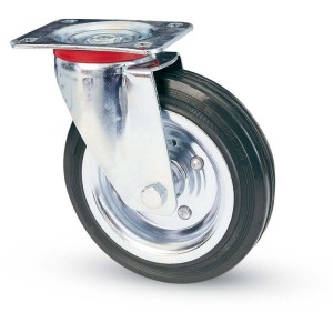 RUOTA INDUSTRIALE D.125X38 IN GOMMA SU PIASTRA CON CUSCINETTO A RULLI