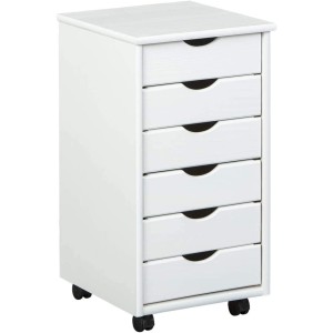 CASSETTIERA UFFICIO SIMON 6 CASSETTI 36x40x65H PINO MASSELLO VERNICIATO AD ACQUA BIANCO