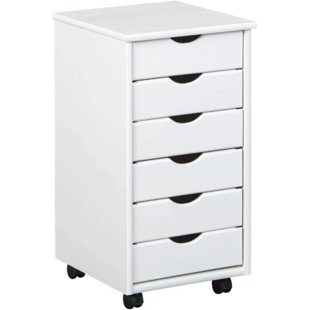 CASSETTIERA UFFICIO SIMON 6 CASSETTI 36x40x65H PINO MASSELLO VERNICIATO AD ACQUA BIANCO