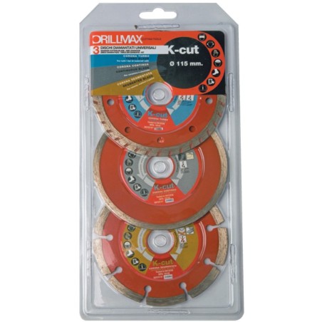 SET 3 DISCHI DIAMANTATI MM.115 CORONA CONTINUA - TURBO -SEGMENTATA