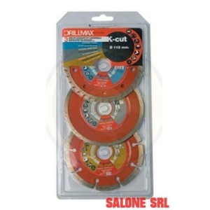 SET 3 DISCHI DIAMANTATI MM.115 CORONA CONTINUA - TURBO -SEGMENTATA