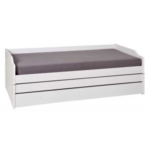 LETTO SINGOLO LOTAR 90X200 ESTRAIBILE E TRASFORMABILE IN 3 LETTI O MATRIMONIALE PINO TINTO BIANCO