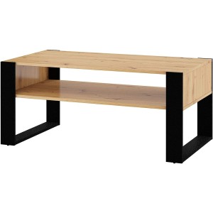 Tavolino da Caffè Nuka Cm 110 x 60 x 48H colre Rovere Rustico e gambe Nere