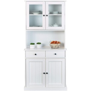 MOBILE SOGGIORNO CREDENZA WESTERLAND 4 ANTE + 2 CASSETTI 90x45x181H PINO MASSELLO VERNICIATO AD ACQUA BIANCO