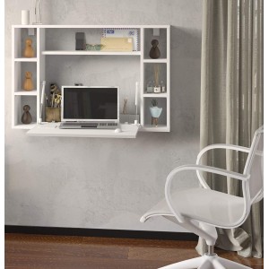 Mobile Mensola Scrivania pieghevole da parete Cm 94 x 62h x 20(chiuso) 62(aperto) frontale Bianco Lucido struttura Bianco Opaco