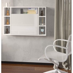 Mobile Mensola Scrivania pieghevole da parete Cm 94 x 62h x 20(chiuso) 62(aperto) frontale Bianco Lucido struttura Bianco Opaco
