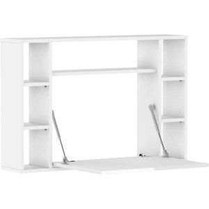 Mobile Mensola Scrivania pieghevole da parete Cm 94 x 62h x 20(chiuso) 62(aperto) frontale Bianco Lucido struttura Bianco Opaco
